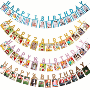Bannière Joyeux Anniversaire 1er, 2ème, 16ème, 18ème, 21ème, 30ème, 40ème, 50ème, 60ème Anniversaire, Accessoire Photo, Décorations et Fournitures en Papier, Marque OEM - Product Image 1