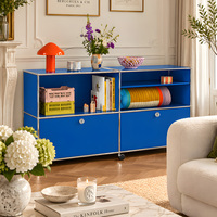 Kabinet Samping Modular Baja Tahan Karat 304 Hemat-Ruang dengan Pintu Geser, Bufet Ruang Tamu, Furnitur Modular Logam