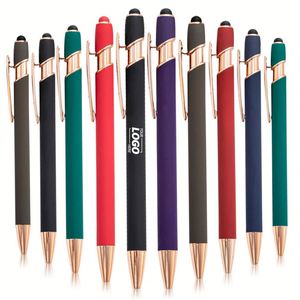 Custom Rainbow Colorful 2-In-1 Ballpoint With Stylus Tip, Black Ink, Medium Point, Smooth Writing <b>Pen</b> - Product Image 1