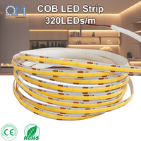 Tira de LED COB al por Mayor de Fábrica, 24V 2700K Blanco Cálido, Alta Densidad 320LEDs/m, CRI90, Iluminación LED Lineal