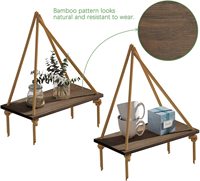 Étagère flottante suspendue en bois rustique avec crochets, étagère à plantes suspendue en bois avec corde de fenêtre