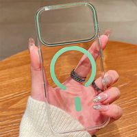 Étui de téléphone magnétique transparent en PC pour iPhone 13 14 15 16 17 Pro Max, coque de protection antichoc avec coque rigide transparente