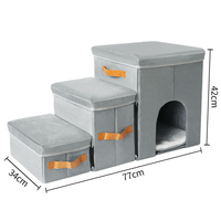 Escaleras Plegables de 3 Niveles para Mascotas con Caja de Almacenamiento, Escalera Antideslizante para Perros y Gatos para Cama, Sofá, Ventana, Escalones Portátiles para Mascotas Pequeñas