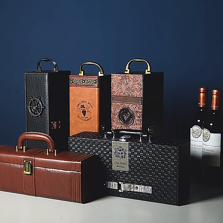 Luxury PU Leather Wine Bottle Gift Packaging Box for Champagne & Brandy ...
