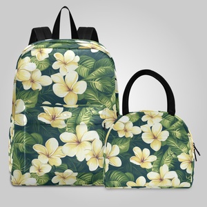Wholesale Custom Aloha Hawaiian Flower Design Customized Portable Reusable <b>Lunch</b> Bag Backpack <b>Sets</b> for Students - Product Image 1