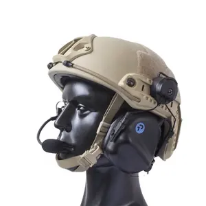 สองทางตัดเสียงรบกวนป้องกันการได้ยินชุดหูฟัง DF-3รุ่นอย่างรวดเร็วติดตั้งบนหมวกกันน็อก