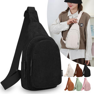 Nueva Bolsa de Pecho de Pana para Mujer, Multicapa, Gran Capacidad, Cierre de Cremallera, para Uso Diario, Estilo Bandolera - Product Image 2