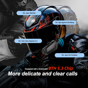 Motorcycle Helmet <strong>Headset</strong> Wireless 5.4 Auto Answer Call IPX6 Waterproof Voice Assistant and CVC Noise Reduction for Rider - Product Image 4
