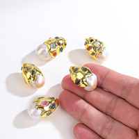 Perle naturelle baroque, tourmaline multicolore, pierre brute, perle en or fondu à 2 trous pour la fabrication de bijoux DIY