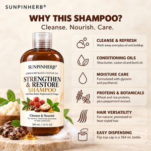 SUNPINHERB Shampooing huile de ricin noir jamaïcain beurre de karité menthe poivrée vinaigre en gros OEM ODM stock 384 ml - Product Image 6