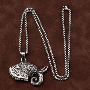 Stainless Steel Men's <b>Elephant</b> Pendant Themed Animal Design Asymmetry Geometric Fashion Jewelry <b>Gift</b> for Clothing Matching - Product Image 4