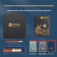 Coffret Cadeau Carnet d'Affaires A5 en PU avec Clé USB Personnalisée Style Chinois et 100 Feuilles
