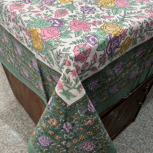 Mantel de algodón con estampado Handblock de la mejor calidad, cubierta de mesa OEM para fiesta en casa o Banquete, tela de cama con estampado Floral - Product Image 2