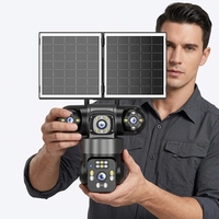 Caméra CMOS solaire 4G à 4 canaux avec quatre objectifs, détection et suivi automatiques, stockage sur carte TF et cloud, vision nocturne couleur extérieure