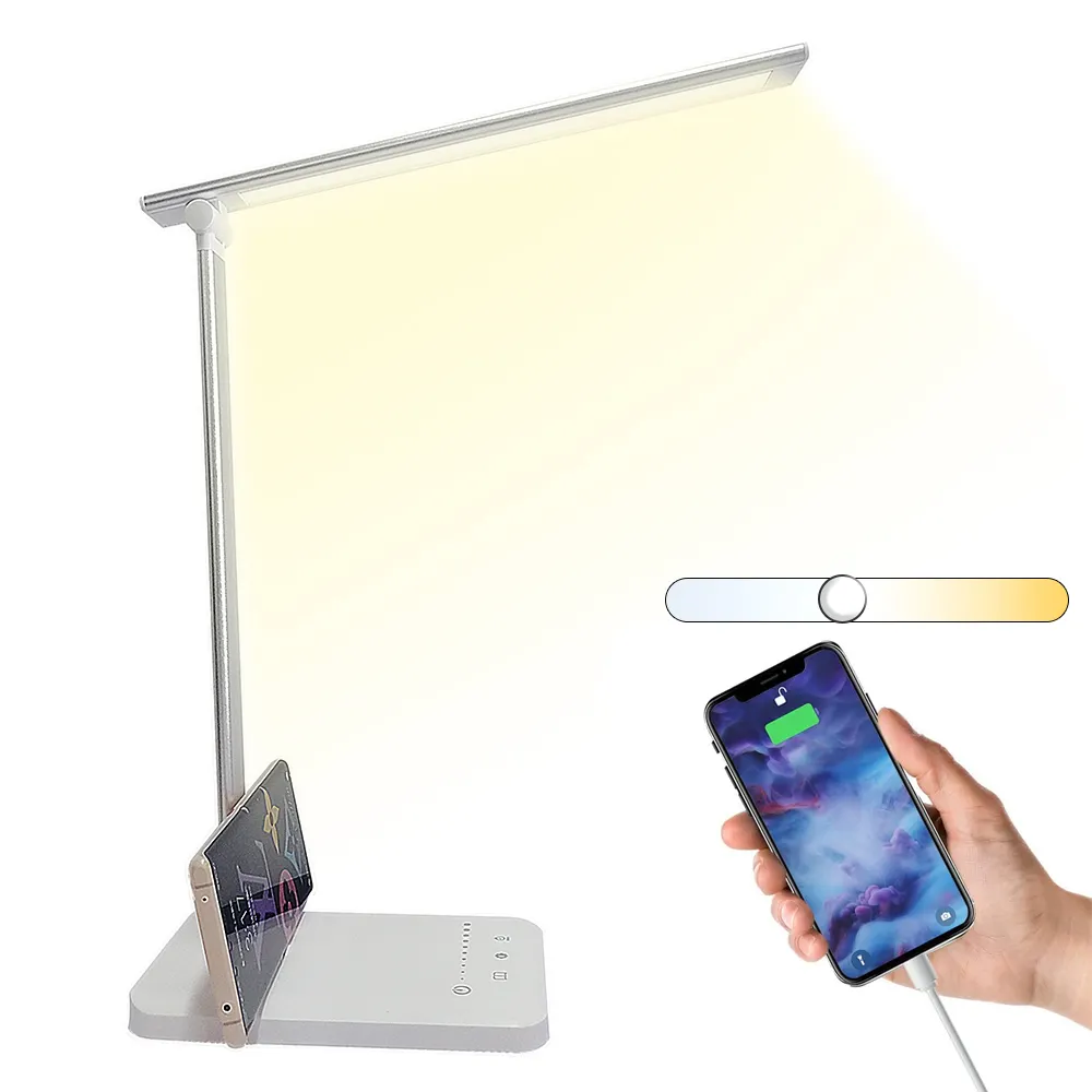 5W LED Desk Lamp with USB Charging Port Eye Protection Touch Control 5 Brightness Levels 5 Lighting Modes Desk Table Lamp