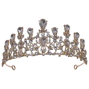 Diadema accessori da sposa copricapo da sposa corone di cristallo strass in oro rosa diademi corone da spettacolo alla moda 97g per regine