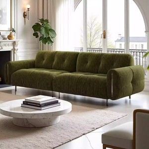 Francés Retro verde Chenille tela de terciopelo 2025 nuevo diseño sofá seccional pequeño apartamento 3 plazas nube sofá sala de estar sofá - Product Image 3