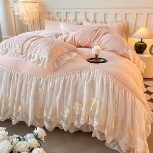 Jupe de lit en velours de lait mat ensemble de quatre pièces draps, taies d'oreiller, ensembles de housse de couette - Product Image 6