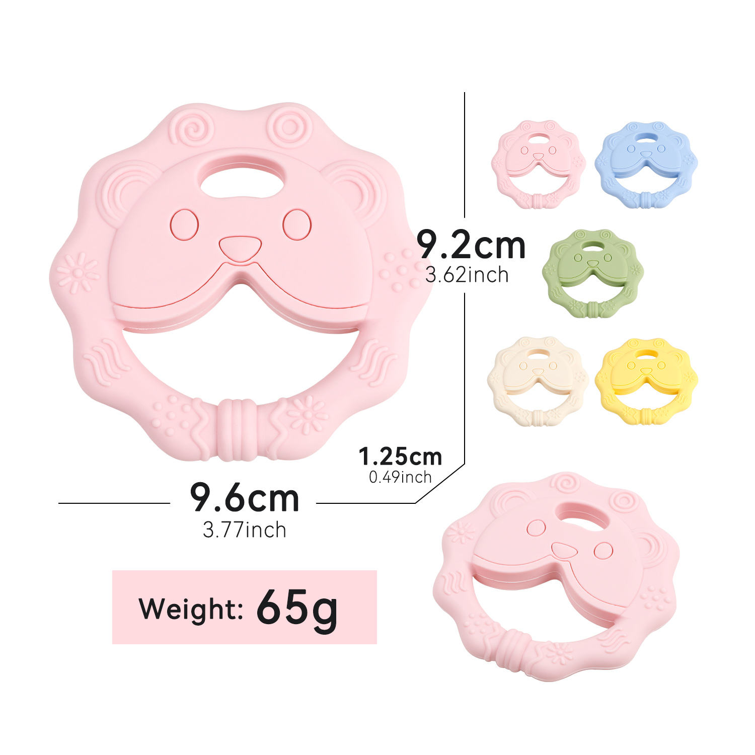 Juguete para la dentición con diseño de león de dibujos animados.