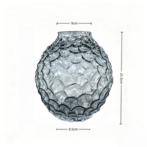 Vase décoratif moderne haut de gamme en verre gris, disponible en gros, idéal pour les meubles TV, les salles <span class=keywords><strong>à</strong></span> manger, les consoles et les plateaux de table. - Product Image 3