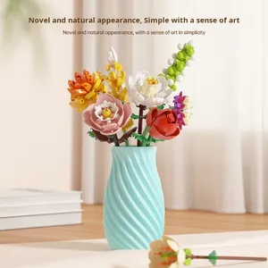 קריאייטיב diy abs הרכבה פלסטיק צעצוע ענף פרחים בניין בלוק קישוטים חינוכי מודל מתנה לילדות חבילה של חתיכות - Product Image 3