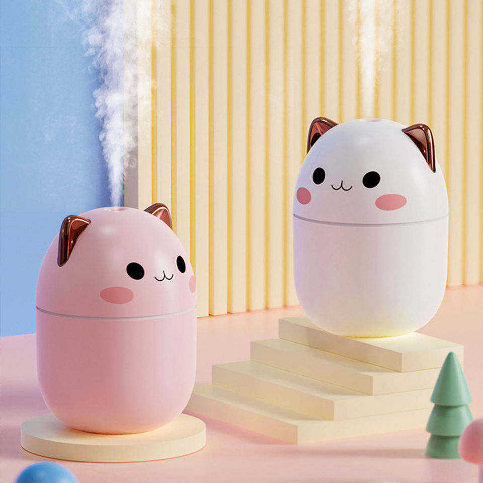 Usb Cute Humidifiers Mist Maker Humidifier H20 Cute Cat with Colorful Night Light Mini Diffuser Humidifier