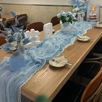 Chemin de table plissé en polyester uni, thème restaurant, style bohème, pour la décoration de table, la pause thé et la station desserts