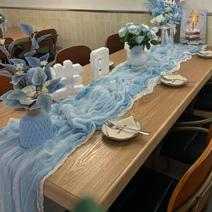 <span class=keywords><strong>Chemin</strong></span> <span class=keywords><strong>de</strong></span> <span class=keywords><strong>table</strong></span> plissé en polyester uni, thème restaurant, style bohème, pour la décoration <span class=keywords><strong>de</strong></span> <span class=keywords><strong>table</strong></span>, la pause thé et la station desserts - Product Image 2