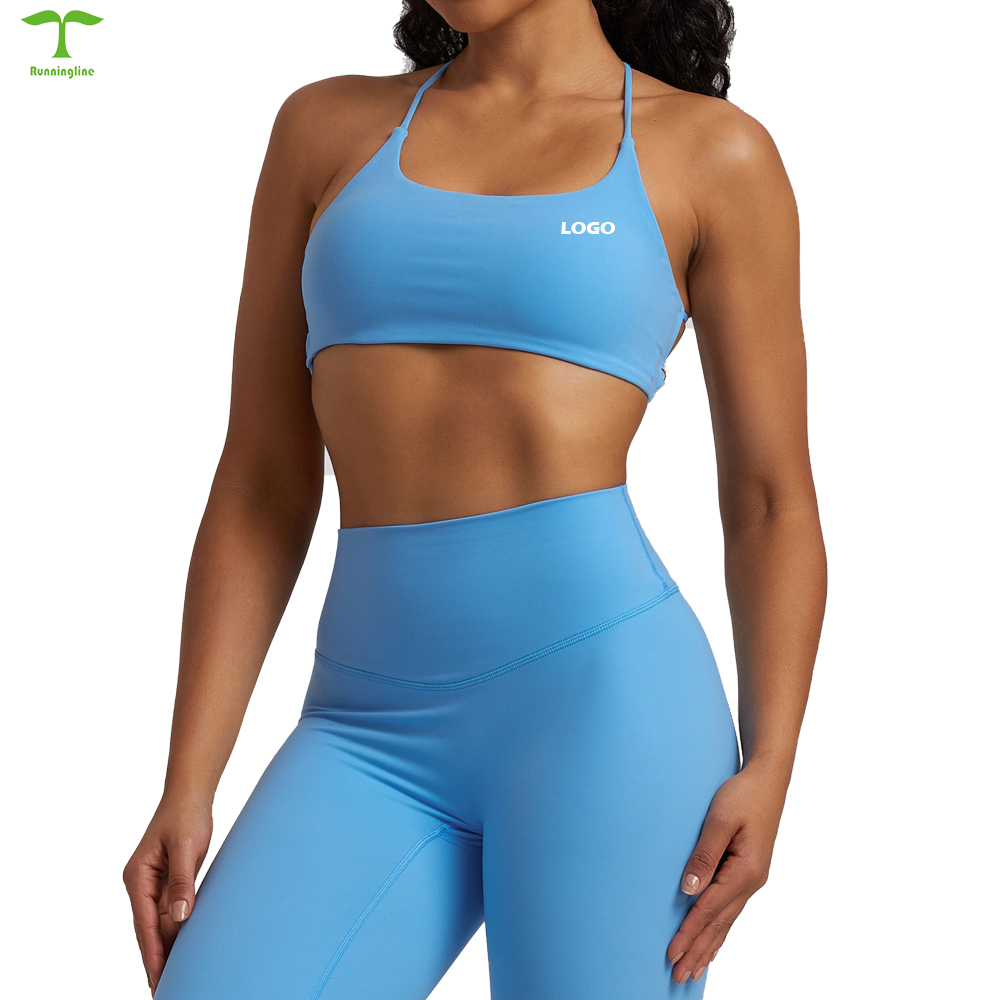 Custom logo Gym Wear Crisscross Design Backless Women's Sports Gym Bra U-Neck Beauty Back Underwear Yoga Sports Bra for Women