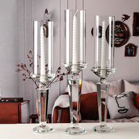 Porte-bougie en cristal de luxe durable, 3 tailles, pour les décorations de mariage, d'Halloween et du Nouvel An chinois