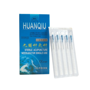 Agujas de Acupuntura Estériles Huanqiu, 100 Piezas, de Acero Inoxidable Desechables de un Solo Uso con Funda - Product Image 1