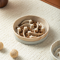 Bol pour animaux de compagnie en céramique à texture marbre, anti-glouton, avec anneau en silicone anti-renversement et antidérapant, pour prévenir l'étouffement, pour chats et chiens