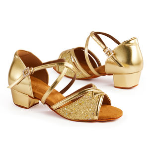 Chaussures de <span class=keywords><strong>danse</strong></span> latine brillantes pour enfants, vente chaude, sandales dorées à semelle souple pour filles, chaussures de scène, chaussures de <span class=keywords><strong>danse</strong></span> de salon - Product Image 3