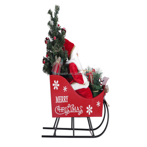 Décoration de Noël Père Noël Rouge de Luxe Écologique avec Traîneau Figurine Ornement de Noël Traîneau - Product Image 3