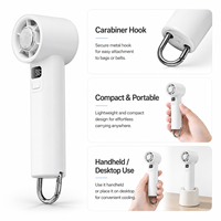 Mini ventilateur portatif à flux d'air turbo avec plaque de refroidissement, écran LED et crochet de fixation pour les navetteurs