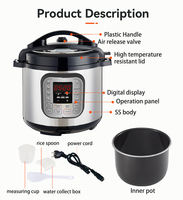 Cuisinière à pression programmable à commande numérique, cuve extérieure en acier inoxydable, cuve intérieure en aluminium, capacité 5L/6L, pour usage commercial