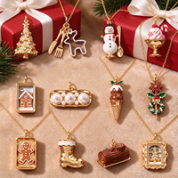 Breloques DIY en forme de sapin de Noël et de cornet de glace en acier inoxydable plaqué or PVD vintage pour la fabrication de bracelets et de colliers