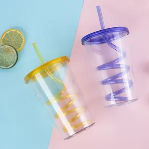 2022 Innovation Product Clear Crazy Fashion Single Wall Cheap Straw Water Cup Kids Plastic Cup Sublimation