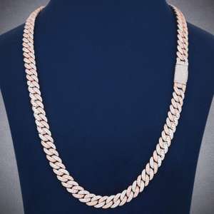 Chaîne cubaine tendance en argent sterling avec diamants Moissanite DEF VVS de 10 mm, bijou personnalisé, cadeau de mariage pour homme - Product Image 5