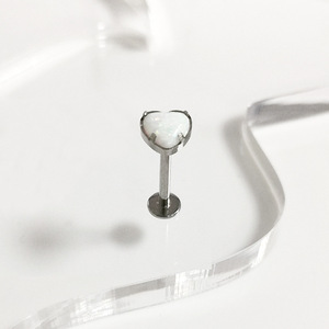 Evorte - Piercing Labret de Titanio ASTM F136 con Baño de Plata, Diseño Moderno con Rosca Interna, Anillo para Labios con Ópalo en Forma de Corazón, Joyería para <span class=keywords><strong>Hombre</strong></span> y Mujer - Product Image 5