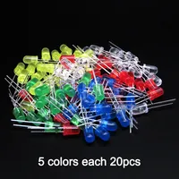 Kit assorti de diodes LED SX 5mm F5 (blanc, vert, rouge, bleu, jaune, Orange, rose, violet, blanc chaud), 100 pièces/lot, bricolage