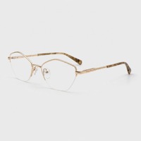 Monture de lunettes en métal, monture optique marron, monture de lunettes de vue en gros, monture de lunettes à branches écaille de tortue, logo personnalisé