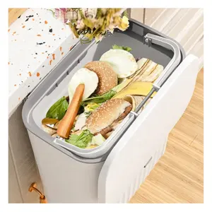 Multifunctional Plastic Trash Bin With Lid Wall Mounted Hanging Garbage Trash Can For Kitchen Cabinet Door