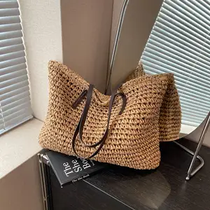 Summer Handmade Bohemian Straw Beach Bag Large Capacity Shoulder Bag Vacation Rattan Totes Outdoors Seaside Handbag