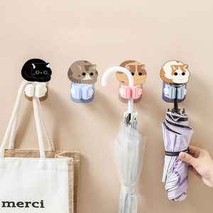 Novelty <b>Hooks</b> Cat Design <b>Wall</b> Mounted No Drilling Required Bathroom Storage Organizer For Umbrella Bag <b>Hook</b> - Product Image 1