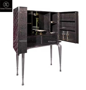 Precio al por Mayor: Mueble Vinoteca de Lujo para Sala de Estar, Acero Inoxidable con Mármol Natural y Espejo, Modelo Fowt10 - Product Image 3
