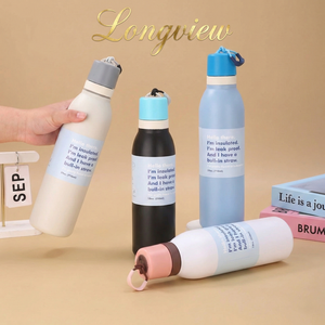 Botella de agua de acero inoxidable aislada con tapa giratoria de 18oz/24oz con logotipo personalizado, con pajita para deportes y viajes, libre de BPA. - Product Image 4
