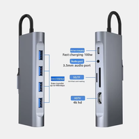 11 in 1 USB C Docking Station 4K VGA RJ45 PD SD TF Audio USB C Hub Laptop Adapter Tersedia Tanpa Minimum Order