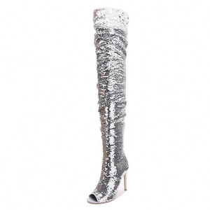 Botas Largas de Tacón Alto con Lentejuelas y Diseño de Boca de Pescado para Año Nuevo - Product Image 6