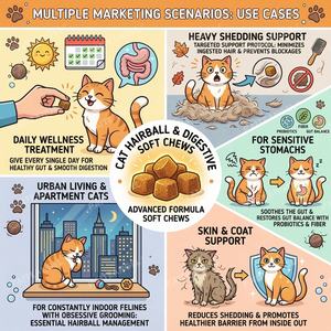 Suplementos Premium para Gatos Hechos en EE. UU.: Probióticos para el Alivio <span class=keywords><strong>de</strong></span> las Bolas <span class=keywords><strong>de</strong></span> Pelo, Omega-3, Lisina y Taurina - Solución para el Bienestar Intestinal Felino - Product Image 3